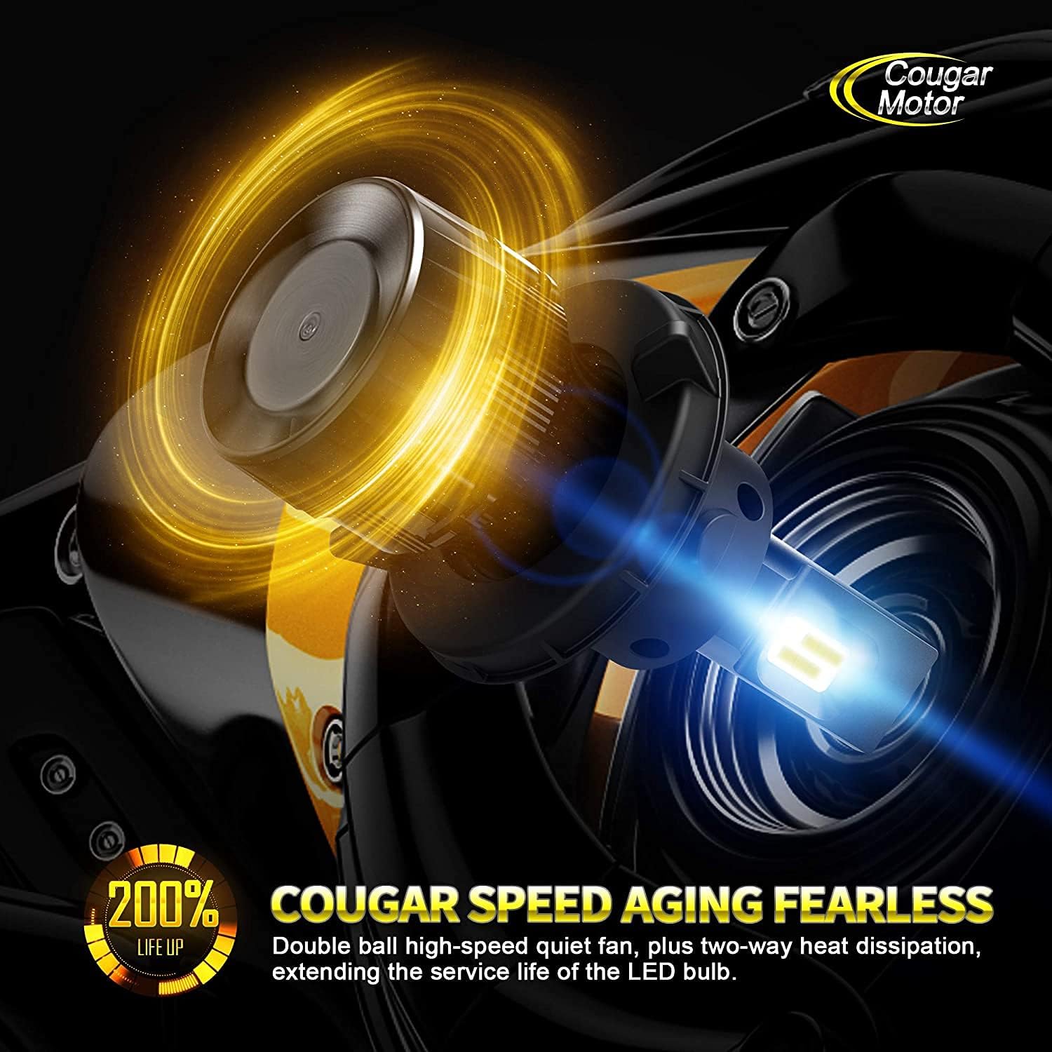 Cougar Motor X-Small H13 LED Bulb, 12000LM 6500K (9008) All-in-One Conversion Kit - Cool White , 360°Adjustable Beam