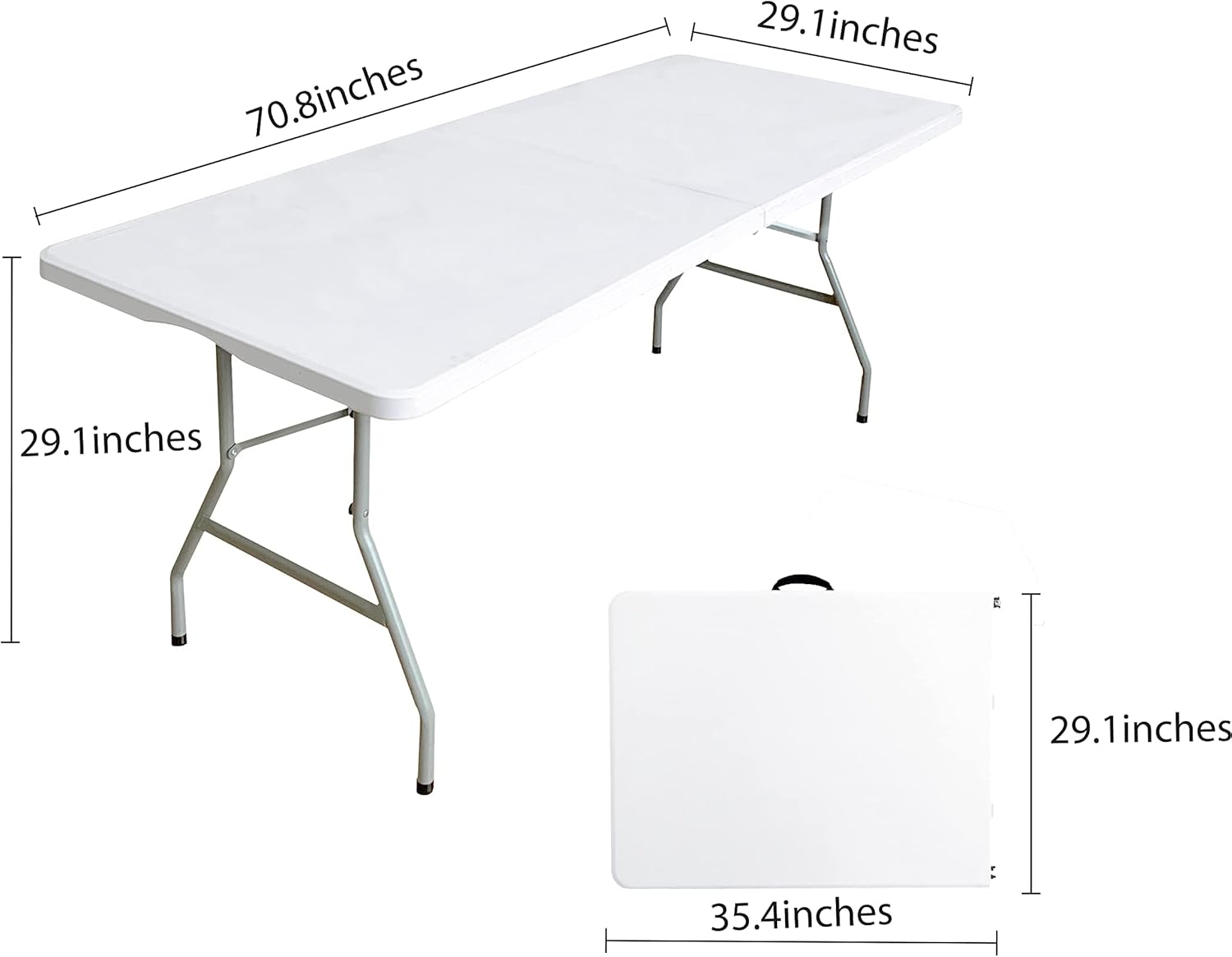 JingPieCle 4 Foot Folding Table Adjustable Height 4 ft Table Portable Plastic Dining Table Folding Utility Table 4ft Folding Card Table