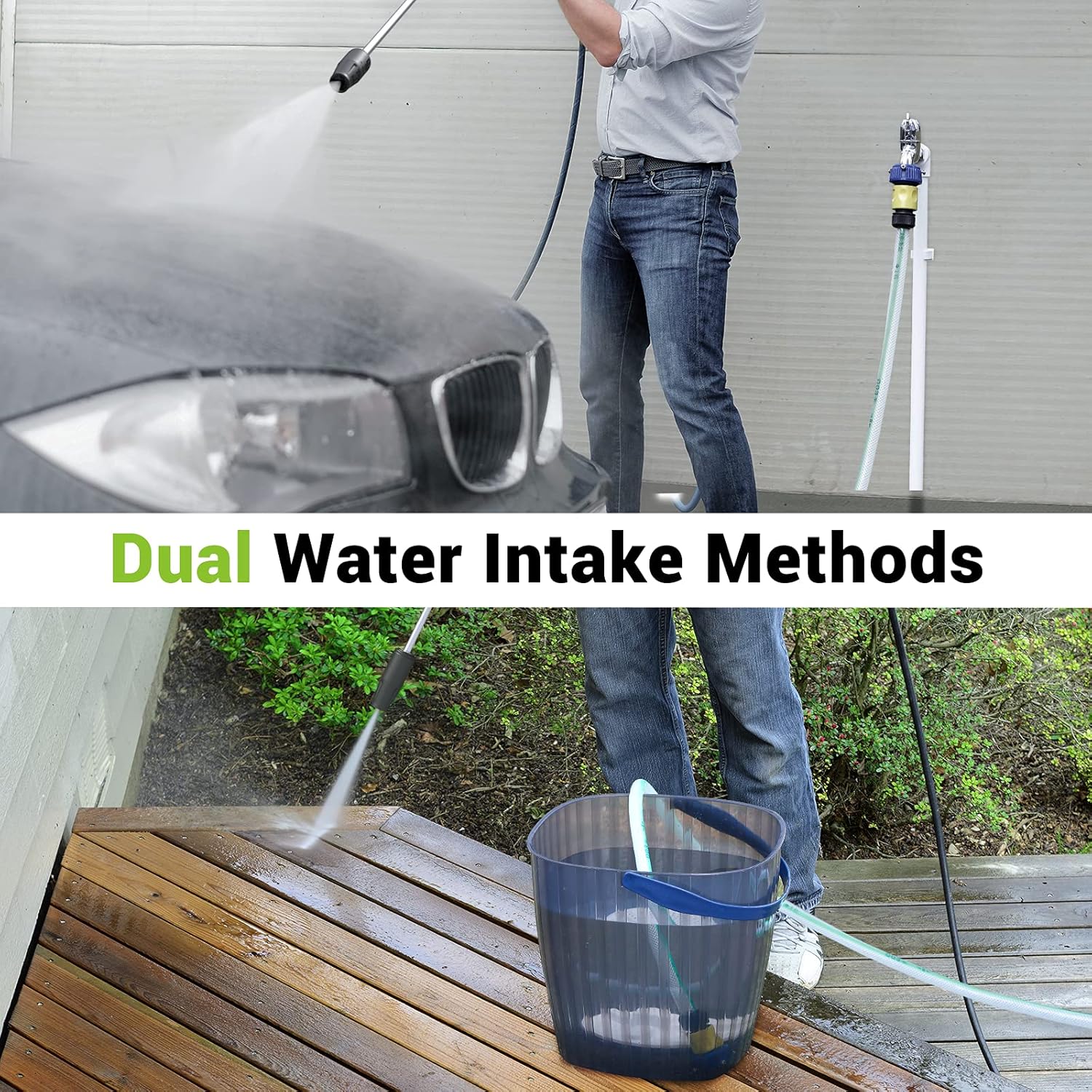 Rock&Rocker Powerful Electric Pressure Washer, 3500PSI Max 1.85 GPM Power Washer with Hose Reel, 4 Quick Connect Nozzles, Soap Tank