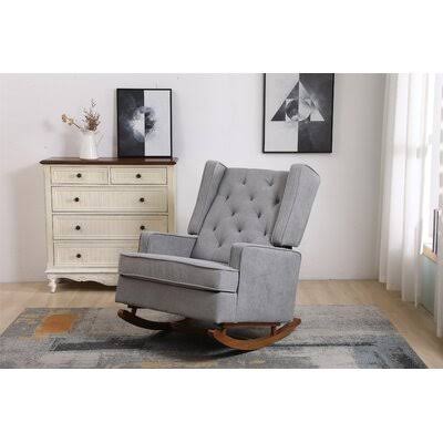 Hardman Rocking Chair Canora Grey Fabric: Light Gray