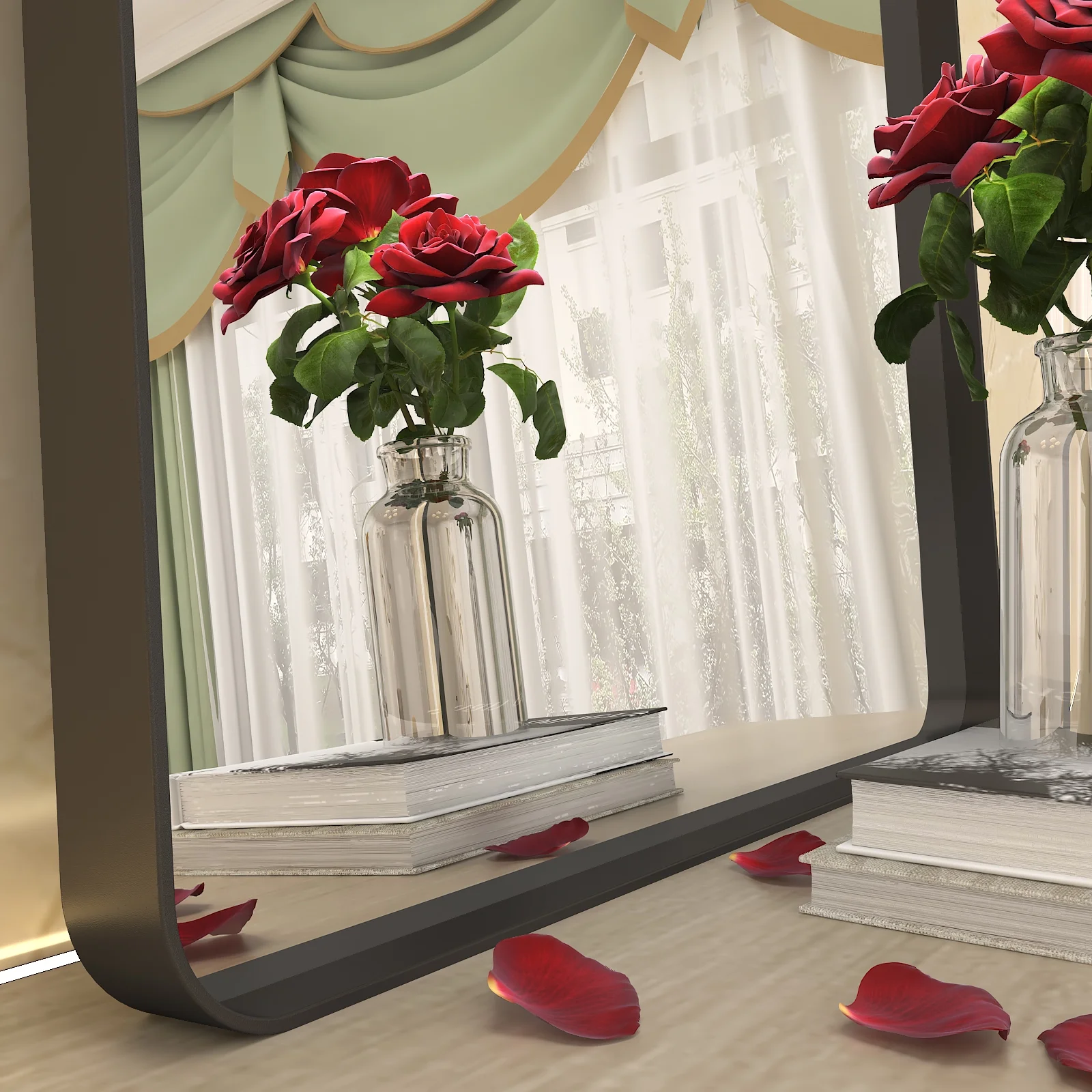 Apmir 36x24 inch Rectangular Wall Mirror Black Mirrors for Bathroom Vanity Mirror Tempered Glass - Radiant Selections