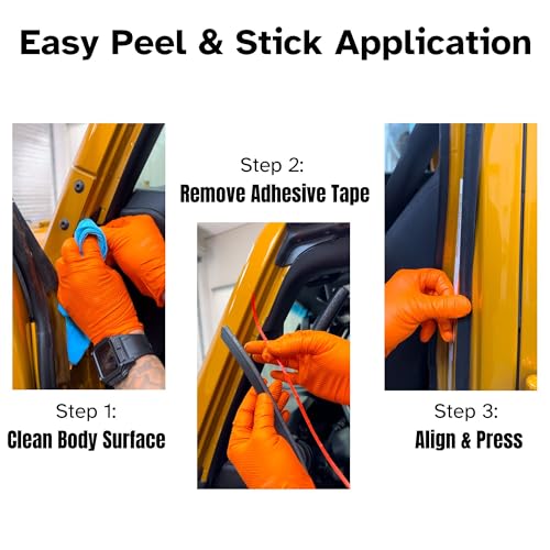 Body Side Gasket Seals, Custom Fit Jeep Gladiator JT 4-Door, Water Resistant, Easy Installation