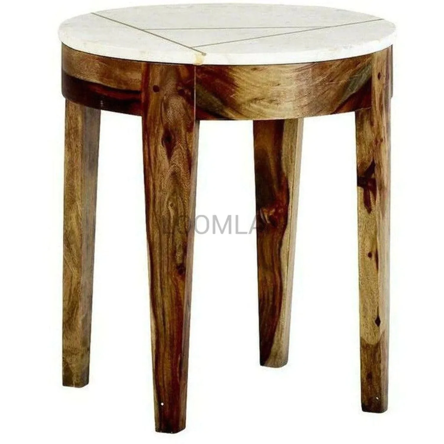 18 Round White Marble Top Gold Base End Side Table
