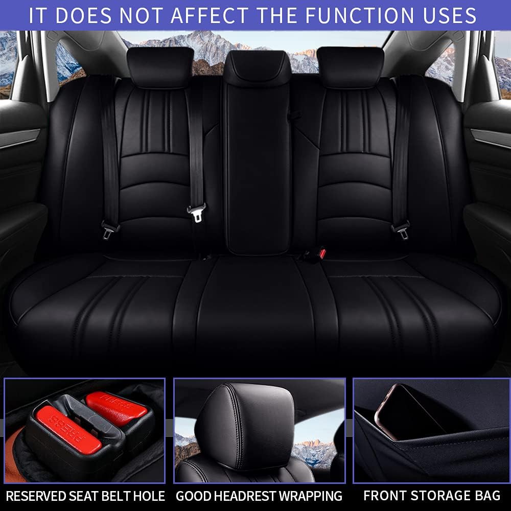 Custom Fit Car Seat Covers for Honda Accord 2018 2019 2020 2021 Full Set Faux Leather Waterproof Seat Cover Vehicle Protection Compatible Airbag