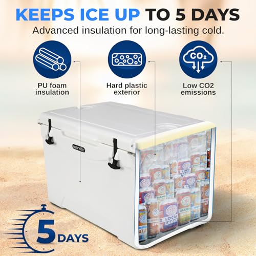SereneLife Ultra-Tough 45 Quart Rotomolded Cooler Box with Wheels, Holds Upto 56 Cans, Keeps Ice Up to 5 Days