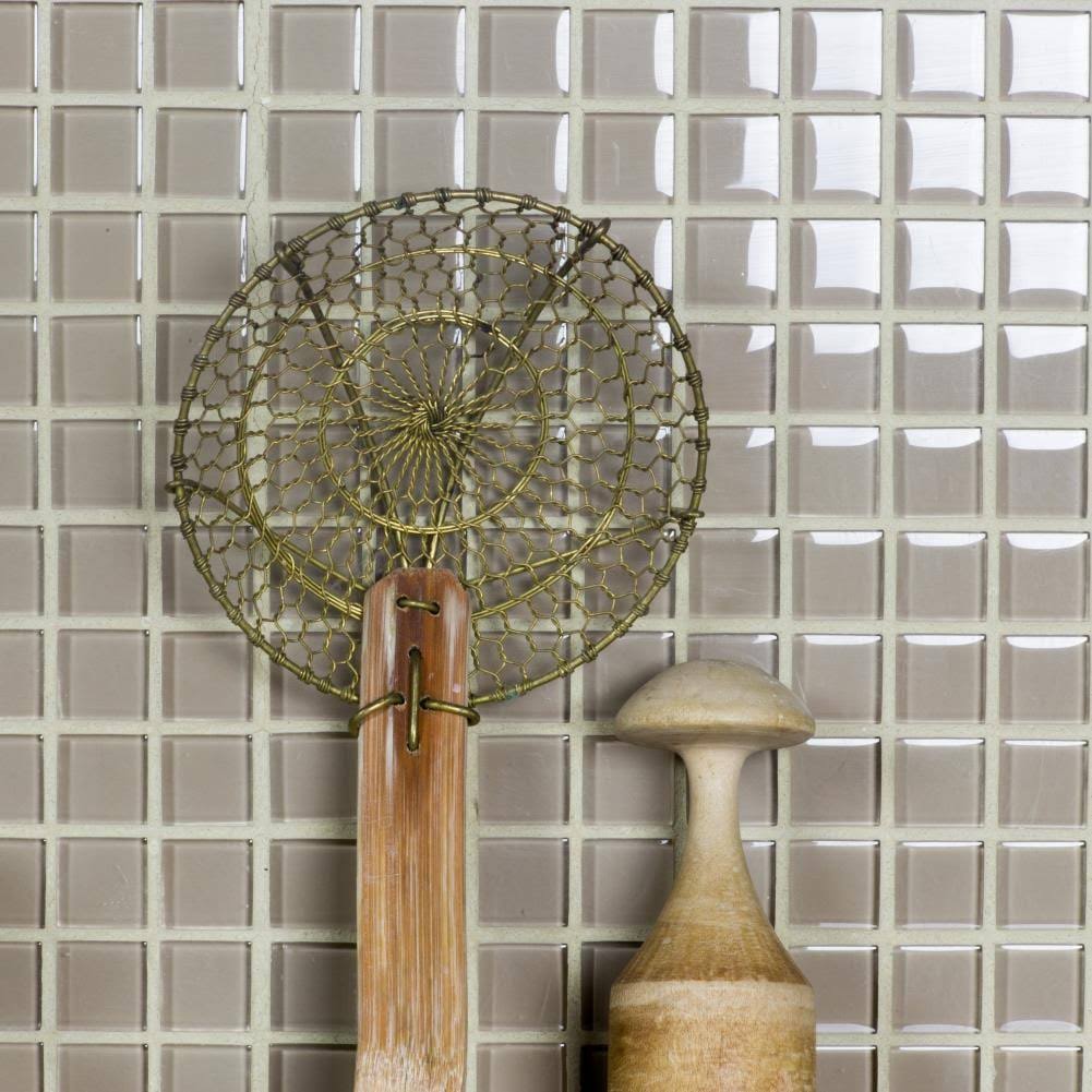 Abolos Metro 1 x 1 Creme Glass Square Mosaic Wall Tile, Box of 11