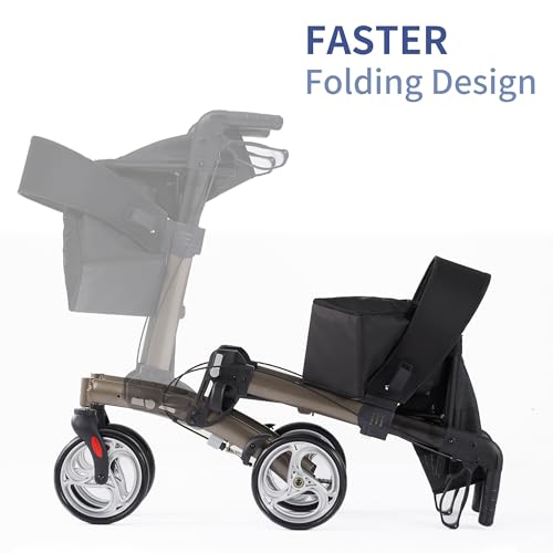 Rollator Walker for Seniors,Foldable All Terrain Rolling Walkers with Cane Holder