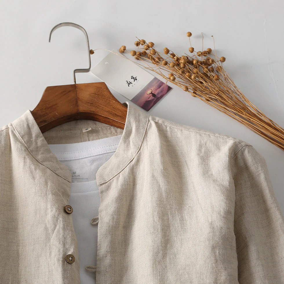 Men's Long Sleeve Linen Shirt C033