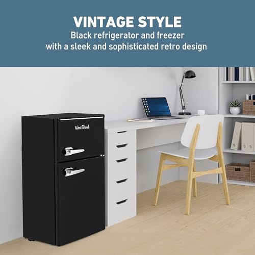 West Bend Mini Fridge with Freezer Retro-Styled for Home Office or Dorm