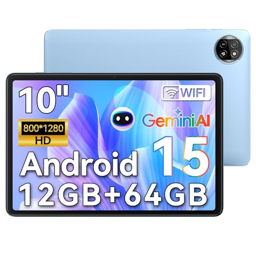 Blackview Tablet 10 inch Android 15,2025 AI Tablet, 4GB RAM 64GB ROM 1TB Expandable, Quad-Core, Widevine L1, 1280x800 IPS Touchscreen, 5G WiFi