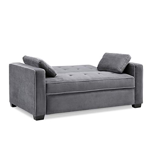 Serta Ainsley 72.6" Convertible Sleeper Sofa, Queen Size, Dreamcoil Comfort, Soft Velvet Fabric, Navy