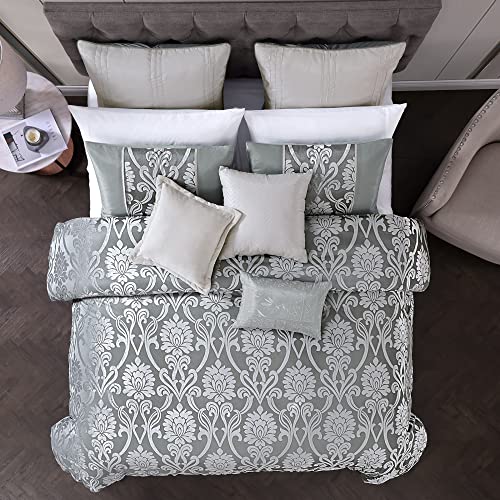 Riverbrook Home 100% Polyester Comforter Set, Queen, Hillcrest - Ivory/Gold, 9 Piece Set