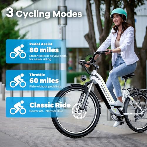 26“ Electric Bike for Adult,1000W Peak, up 80 Miles Removable Battery Ebike,Adult Electric Bicycles for All Terrain,Men Women E Bike, 7-Speed