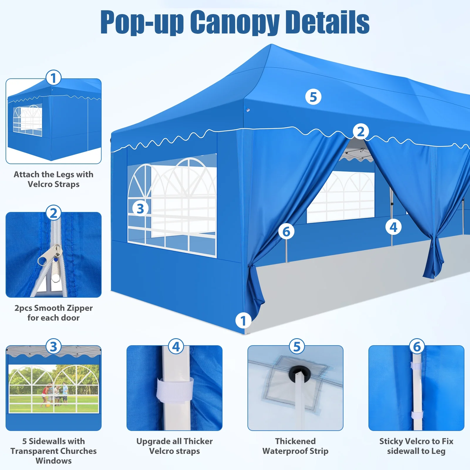 SANOPY 10X30ft Party Tents Heavy Duty Commercial Pop Up Canopy Tent with 8 Sidewalls Suit for 30 Persons Large Wedding Canopy Windproof Waterproof