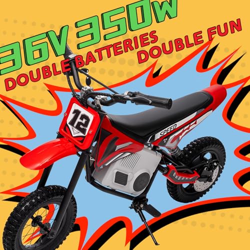 KerryYoo 36V 350W C11 Electric Dirt Bike for Kids 8-14, Up to 16MPH Off-Road Electric Motorcycle with Explosion-Proof Tires, Twist Grip Throttle