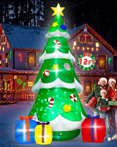 15FT Christmas Inflatables, Giant Inflatable Santa Claus Holding Gift Bags, Blow Up Christmas Santa Claus with 8pcs LED