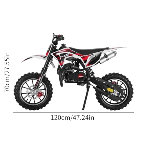2025 Upgrade 49cc Kids Dirt Bike with Dual Disc Brakes, 2-Stroke 40KM/H Gas Pitbike