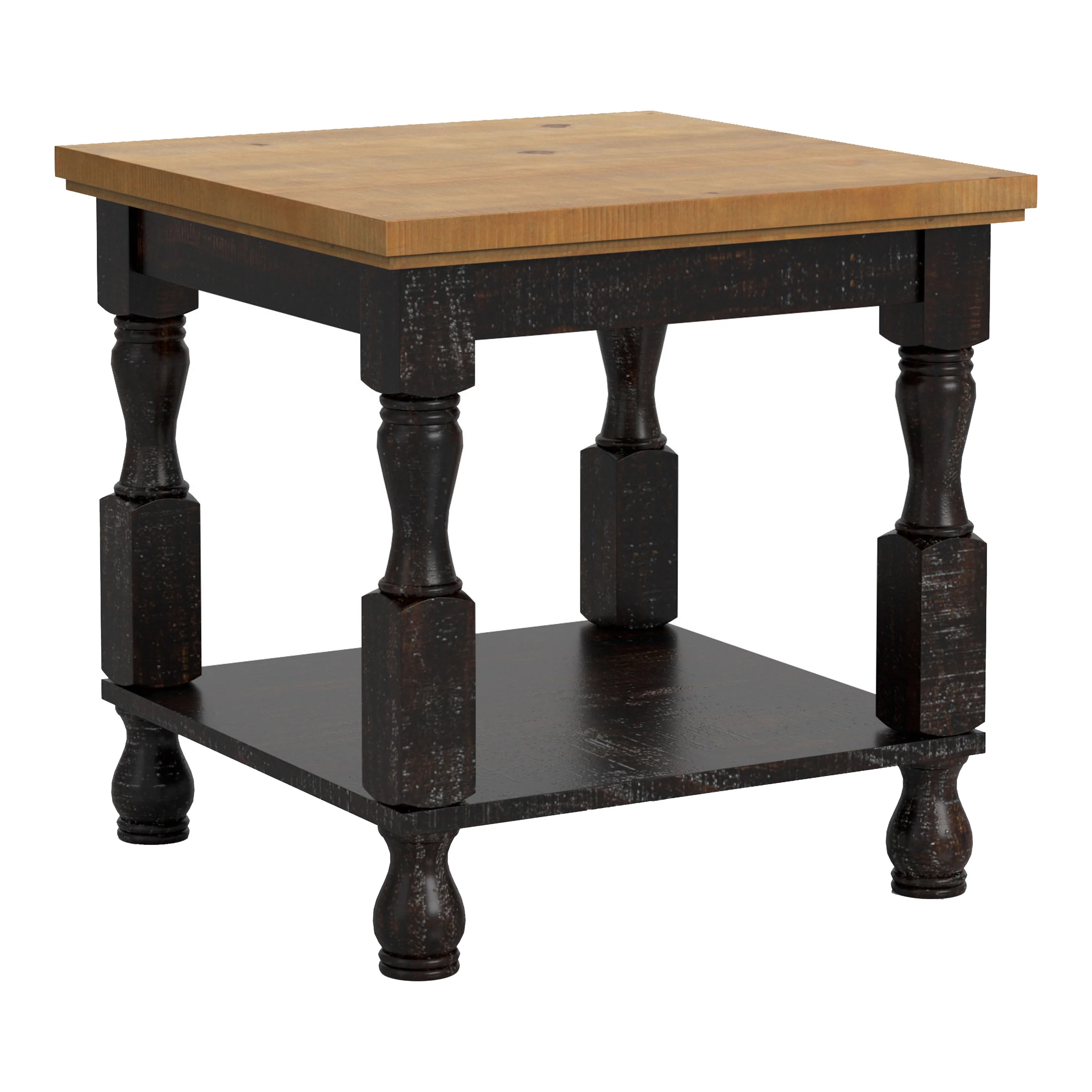 Blaise Indoor 1-Shelf Wood Antique Black, Oak End Table for Living Room by Furniture of America