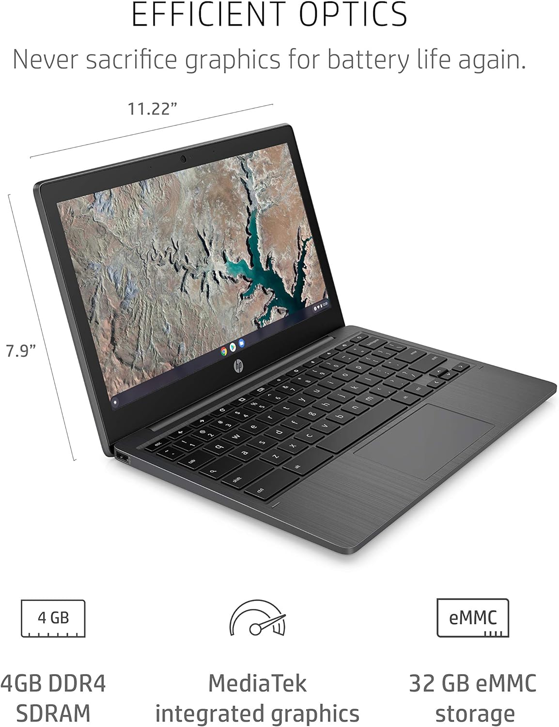 HP Chromebook 11-inch Laptop - MediaTek - MT8183 - 4 GB RAM - 32 GB eMMC Storage - 11.6-inch HD Display - with Chrome OS&trade; - (11a-na0010nr