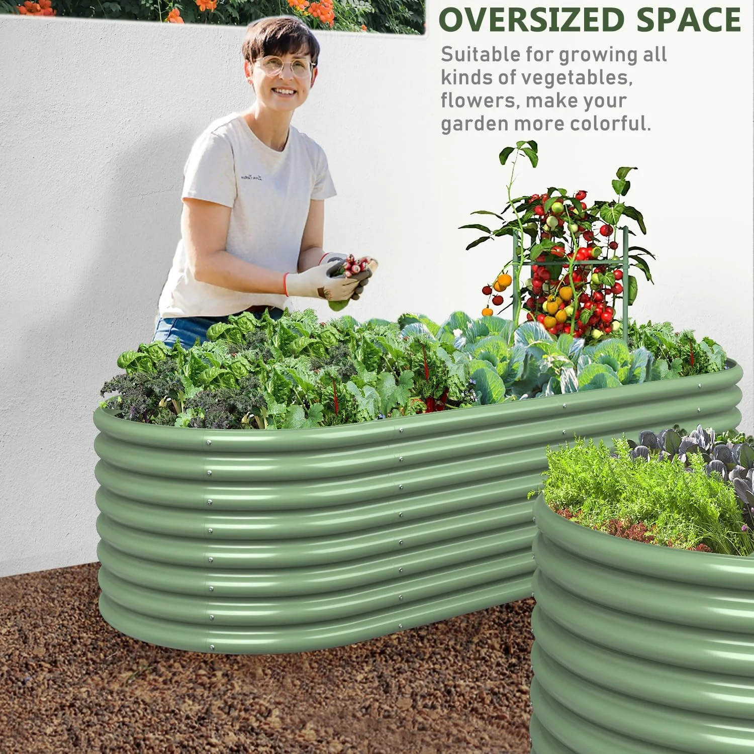OGKBIR 8FT(L)×4FT(W)×2FT(H) Galvanized Raised Garden Bed Outdoor, Metal Raised Garden Beds for Flower, Raised Planter Box Outdoor for Herb