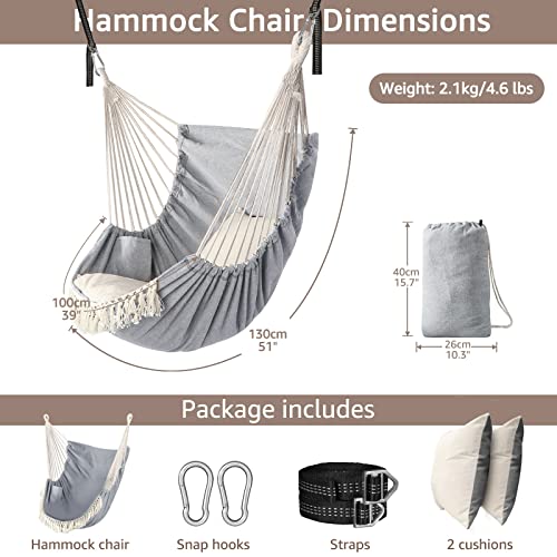 Chihee Hammock Chair Hanging Swing 2 Pillows Included