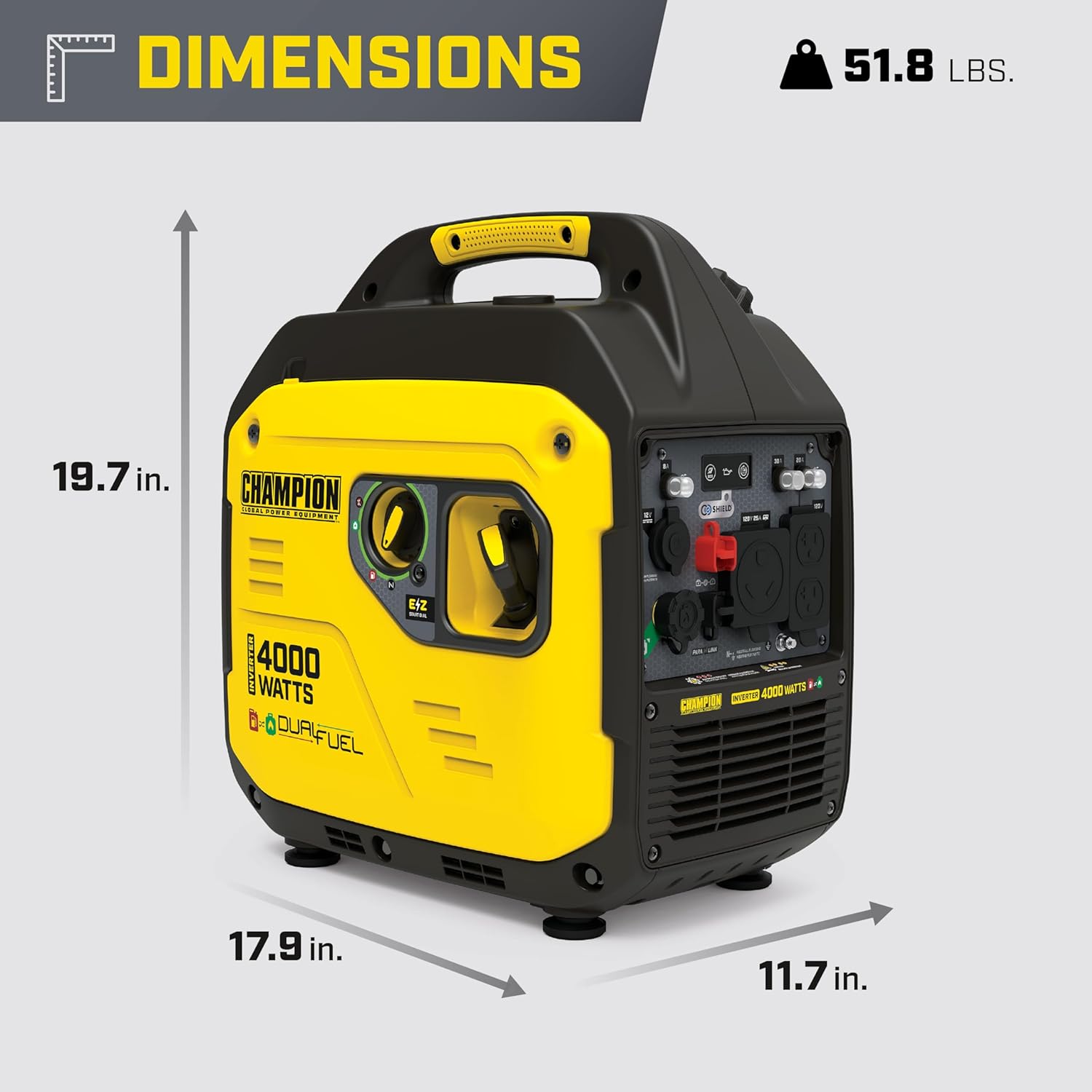 Champion Power Equipment 4000-Watt Dual Fuel RV Ready Portable Inverter Generator with Quiet Technology and CO Shield