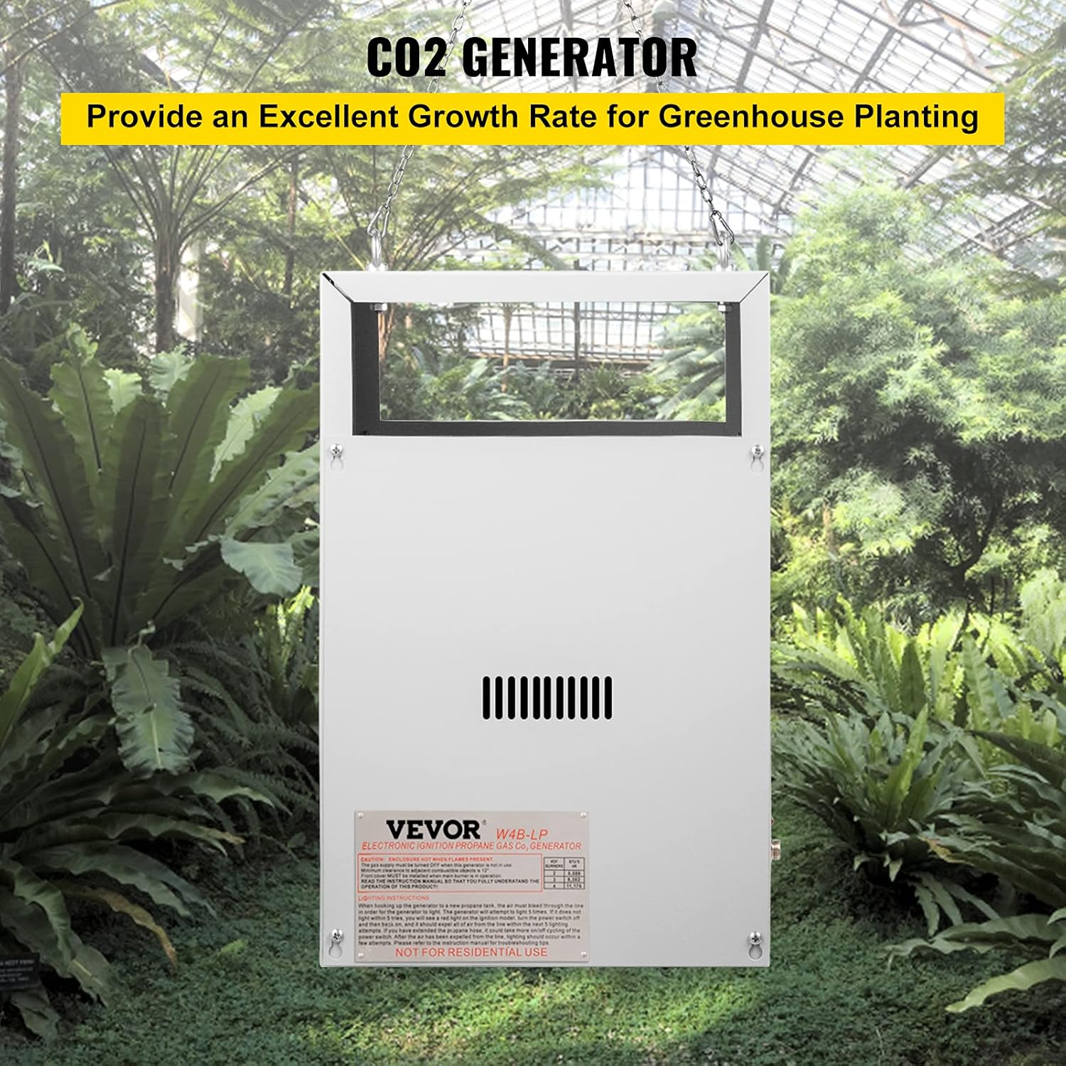 VEVOR CO2 Burner, 4 Brass Burner CO2 Generator for Plant, Liquid Propane LP Carbon Dioxide Generator, 11178 BTU/Hr, Built-In Electronic Ignition
