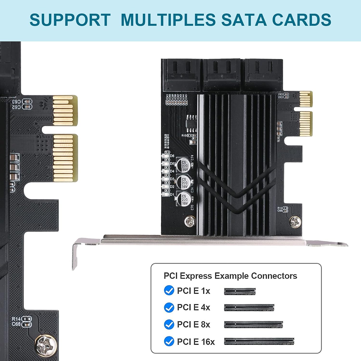 PCIe x1 SATA Card 6 Port, SATA 3.0 Controller Expansion Card with 6 SATA Cables & Low Profile Bracket,SATA III PCIE Gen3 Adapter(6Gbps) ASM1166 Chip