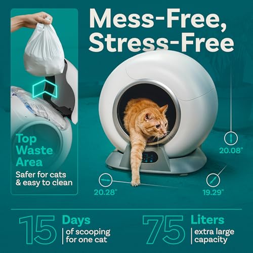 Self Cleaning Litter Box with Auto Safety Sensors for Multiple Cats - Automatic Cat Litter Box Self-Cleaning