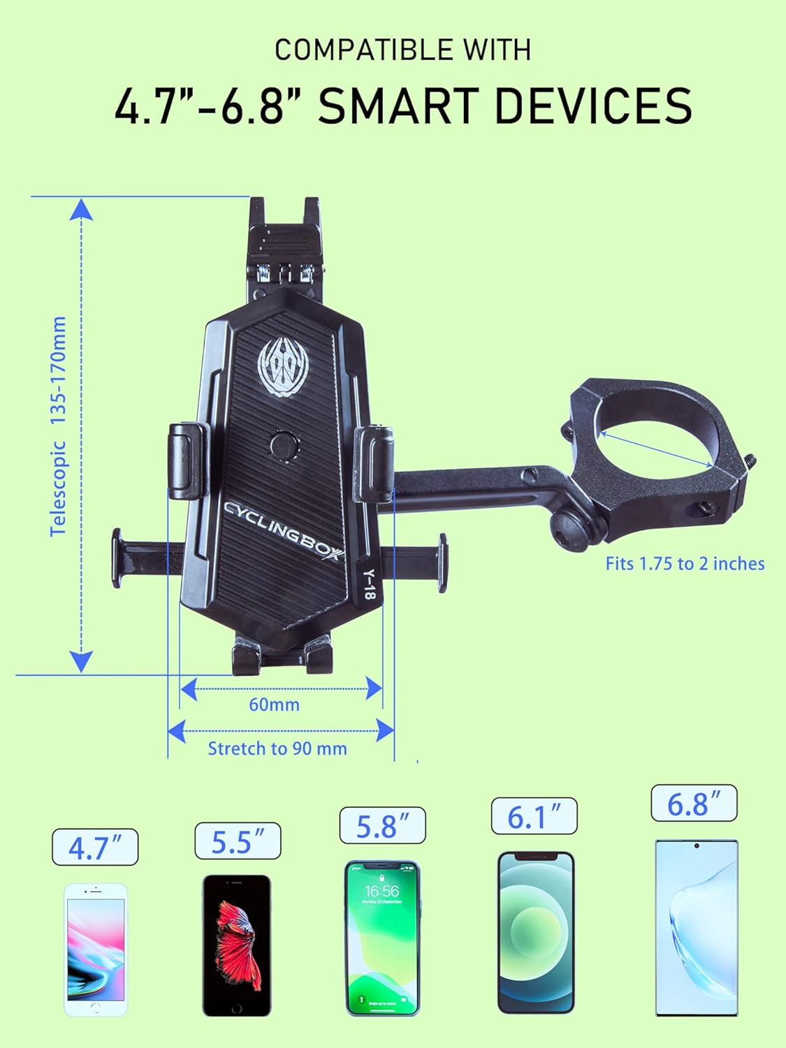 ZIDIYORUO UTV Phone Mount, Aluminium&nbsp;Alloy&nbsp;Cell Phone Holder for UTV/ATV/SXS, Compatible with 1.75"-2" Roll Bar Roll Cage