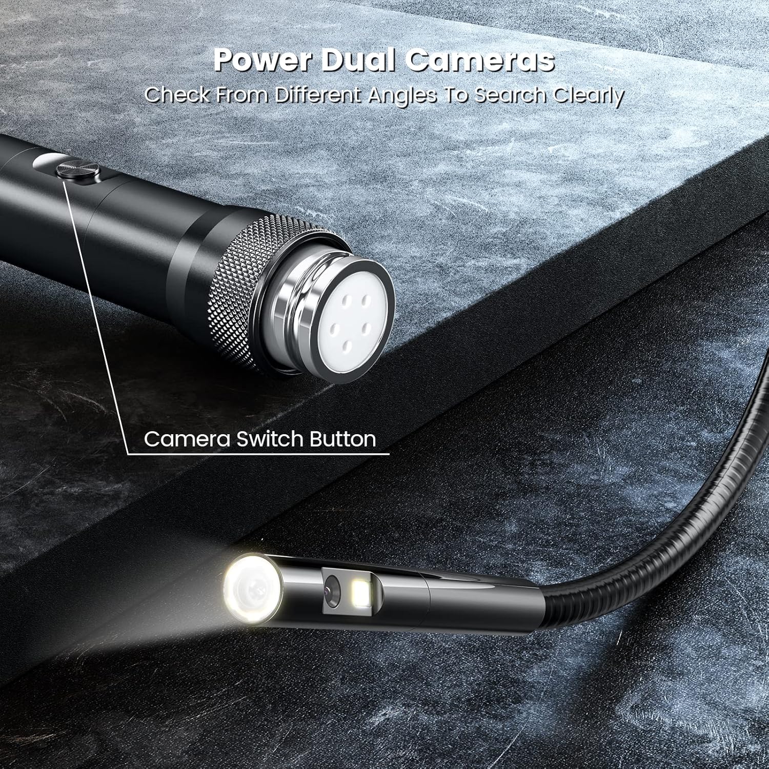 Dual Lens Endoscope with 5" IPS Screen, Anykit NTS500 5.5mm 1080P HD Borescope Inspection Camera, IP67 Waterproof Snake Camera with Lights & Tool Box