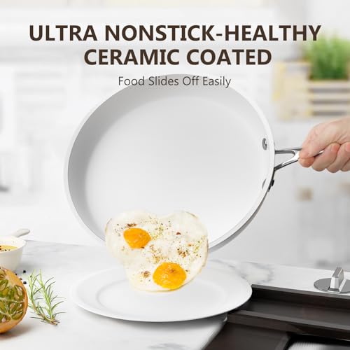 COOKSMARK 10 Piece Hammered Copper Cookware Set with Nonstick Coating, Induction Pots and Pans Set Dishwasher Safe