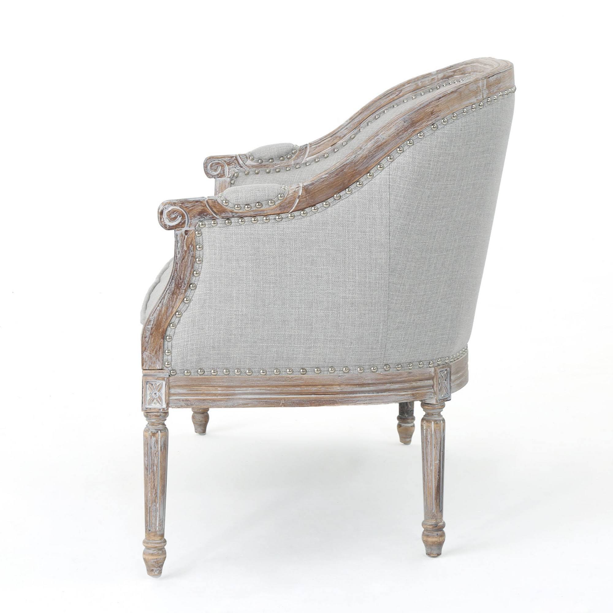 Faye Classical Tufted Loveseat Light Gray - Christopher Knight Home