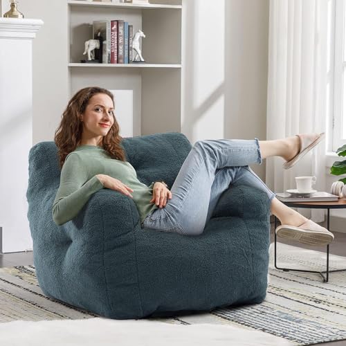 INMOZATA 3FT Bean Bag Chair for Adult Teens Kids(with Filler) Furniture - Soft Teddy Fabric Lazy Sofa Chair