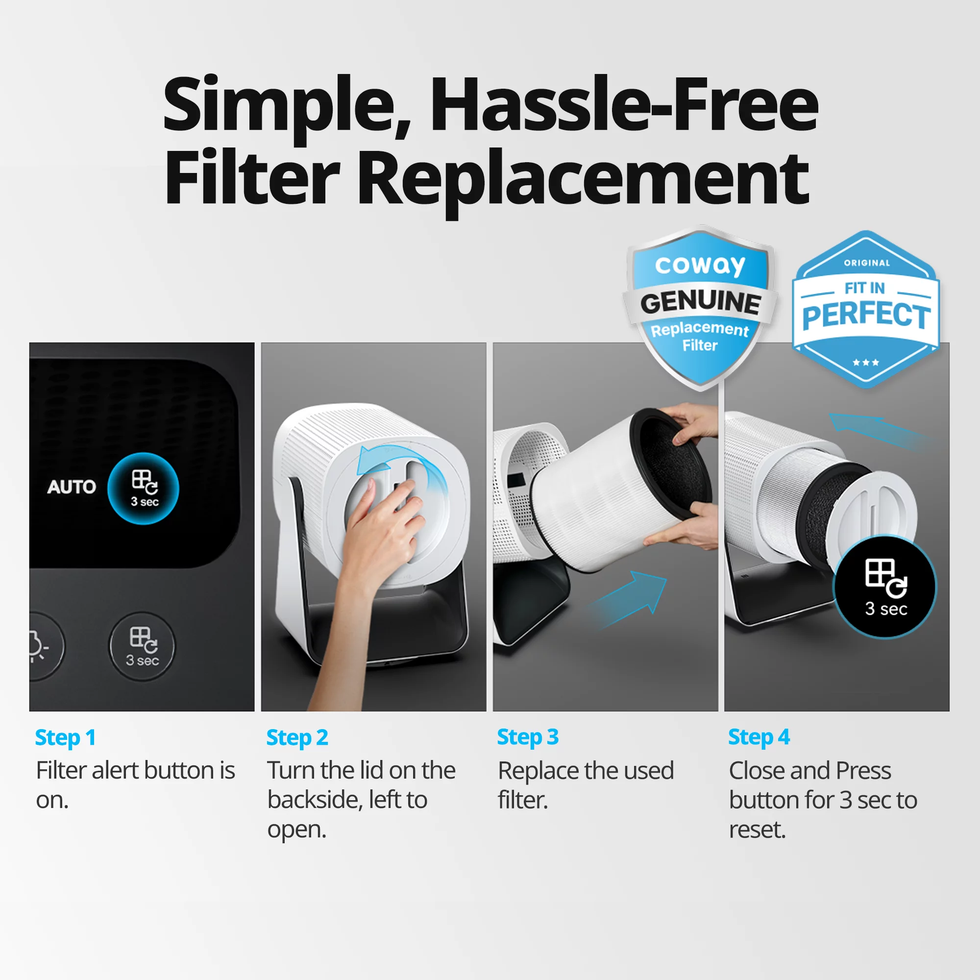 Coway Air Purifier Airmega Aim True HEPA Air Purifier + Fan (2in1), Covers Upto 246 sq ft, Auto Mode, Oscillation, Air Quality & Filter Indicator