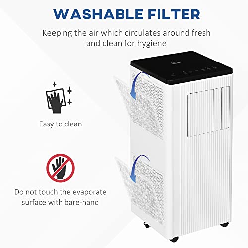 HOMCOM 8000 BTU Smart WiFi Enabled Portable Air Conditioner for Rooms Up to 215 Sq. Ft., 3-in-1 Moible AC Unit with Dehumidifier, Fan, Sleep