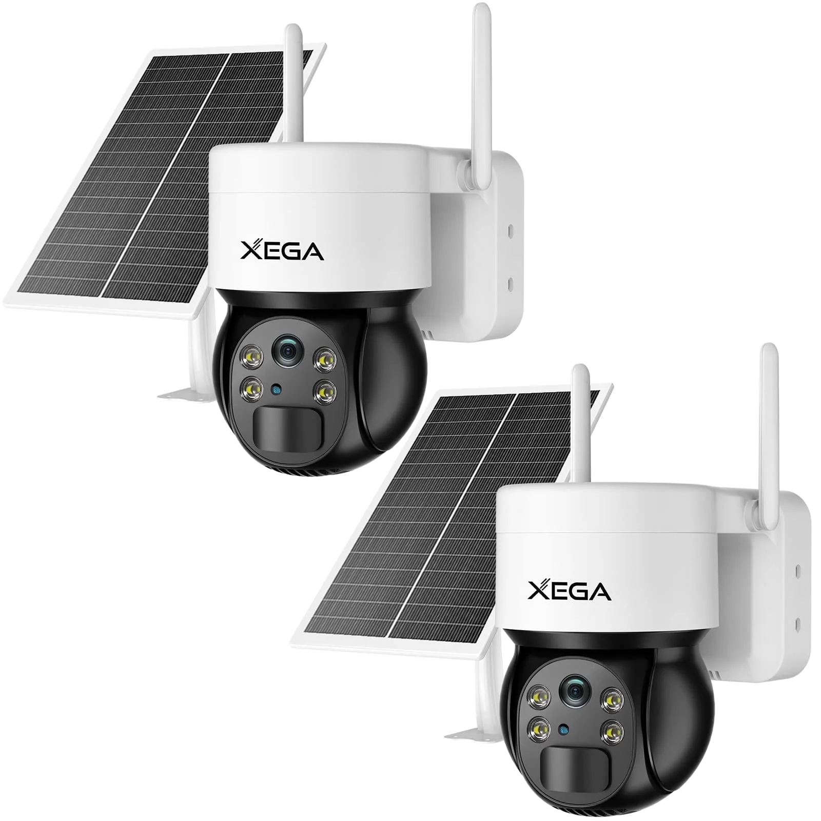 Xega 2 Pack 3G/4G LTE Cellular Security Camera Outdoor Solar Camera Wireless, 2K HD Color Night Vision 355°/120°, PIR Motion Detection, 2 Way Talk