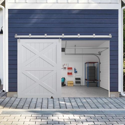 BARNSMITH 8FT Exterior Barn Door Hardware, Sliding Barn Door Hardware Kit Heavy Duty Barn Door Track for Outdoor Use(NO Door, Hardware Only)