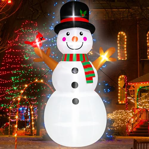 16FT Christmas Inflatable Snowman Outdoor Decorations, Giant Christmas Snowman, Holiday Blow Up Yard Decor with LED Lights