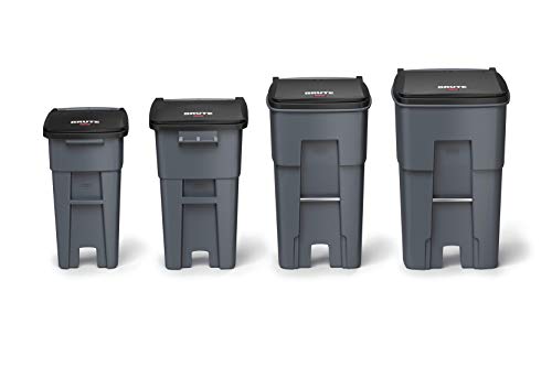 Rubbermaid Commercial Products BRUTE Rollout Heavy-Duty Wheeled Trash/Garbage Can, 50-Gallon, Gray