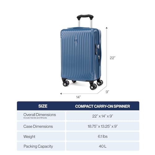 Travelpro Maxlite Air Hardside Expandable Carry on Luggage, 8 Spinner Wheels, Lightweight Hard Shell Polycarbonate Suitcase, Shadow Grey