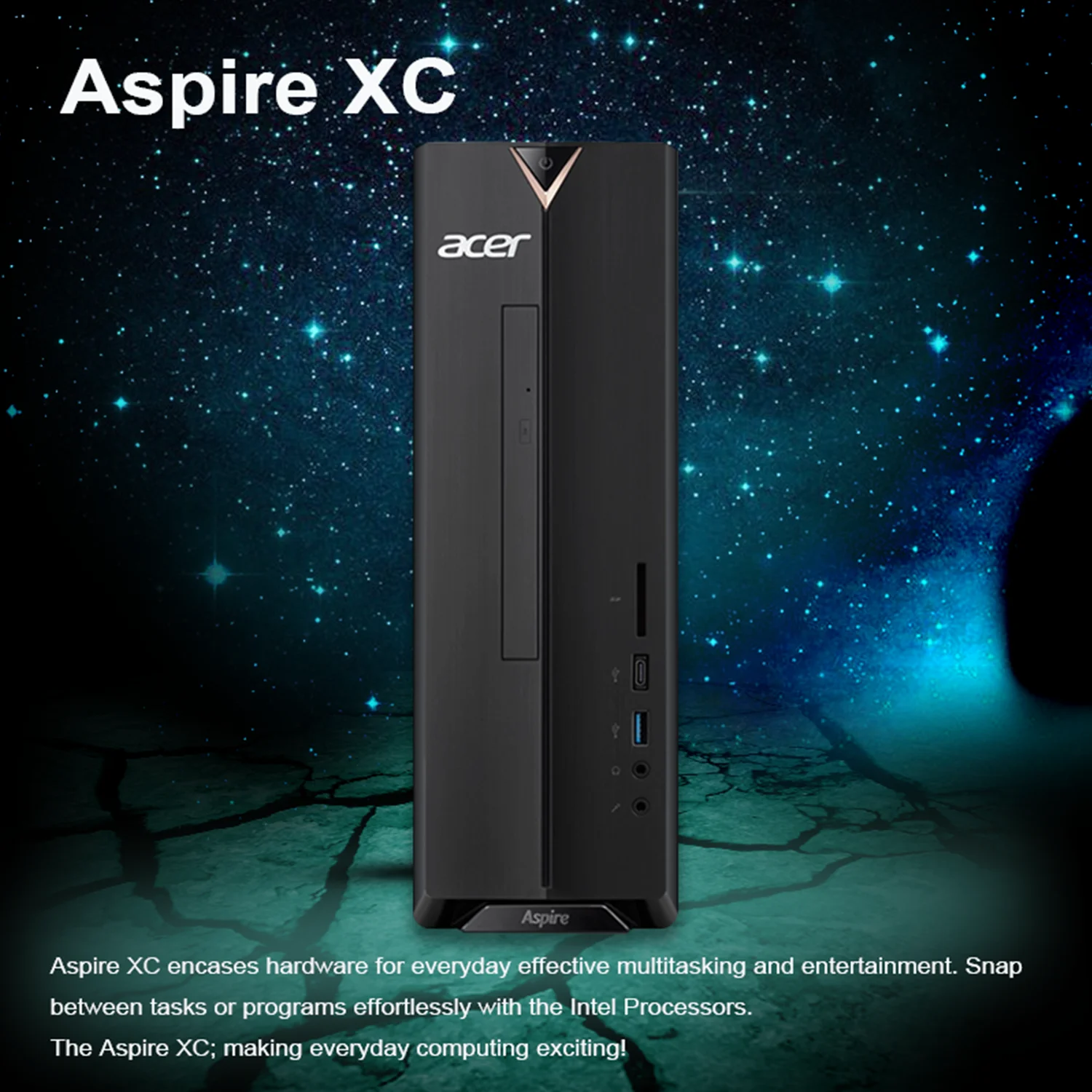 Acer Aspire Tower Desktop Computer, Intel Celeron N4505, 12GB RAM, 512GB PCIe SSD, SD Card Reader, Wired Keyboard and Mouse, Type-C, RJ45, HDMI, VGA