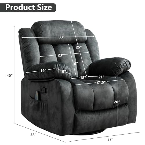 CANMOV Massage Swivel Rocker Recliner Chair with Heat and Vibration