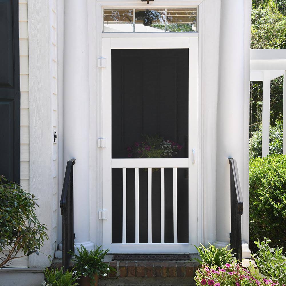 Screen Tight 30 in. x 80 in. Solid Vinyl White 5-Bar Screen Door