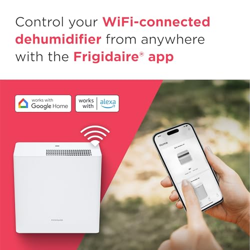 Frigidaire 50-Pint Portable Dehumidifier with Wi-Fi and Energy Star Certification for Medium/Large Rooms & Basements, Custom Humidity Control