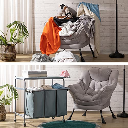 ALIMORDEN Laundry Sorter with Ironing Board Iron Rack Rolling Laundry Basket with Side pull 3-Bag Heavy-Duty Laundry Room Organizer Clothes Hamper