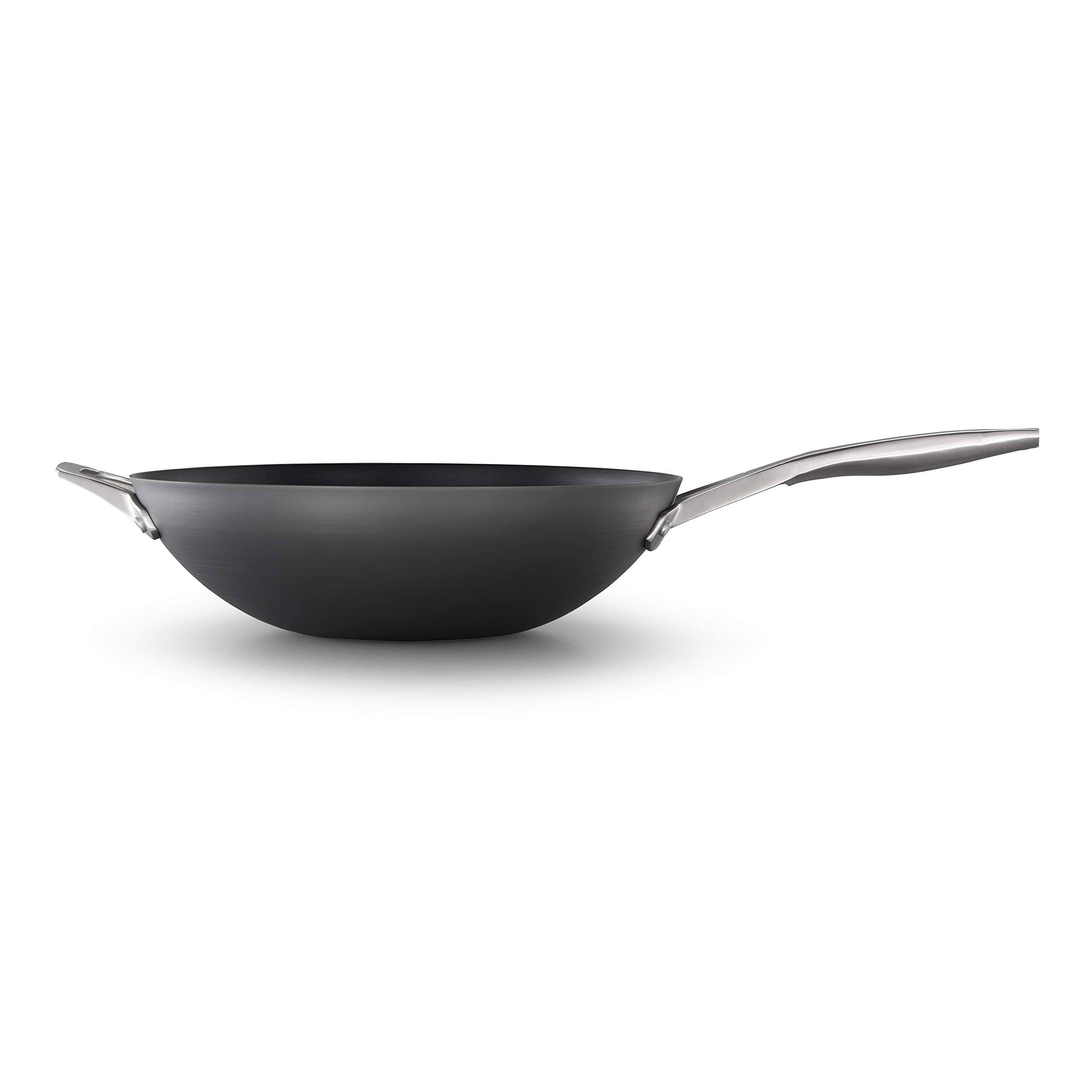 Calphalon Premier Hard-Anodized Nonstick Cookware, 13-inch Flat Bottom Wok
