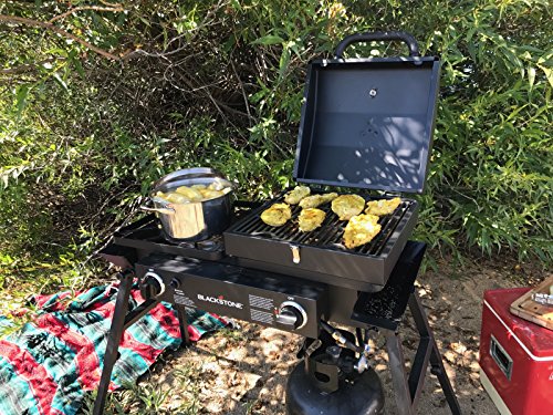 Blackstone Tailgater Stainless Steel 2 Burner Portable Gas Grill and Griddle Combo Total 35,000 BTUs for Indoor or Backyard, Outdoor, Patio, Picnic