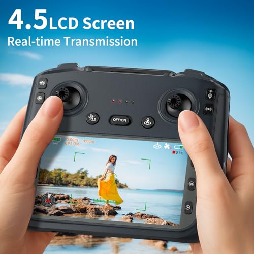 GPS Drone with 4K Camera 4.5" LCD RC Screen for Adults,Follow me Drone Professional Auto Return Home Circle Fly