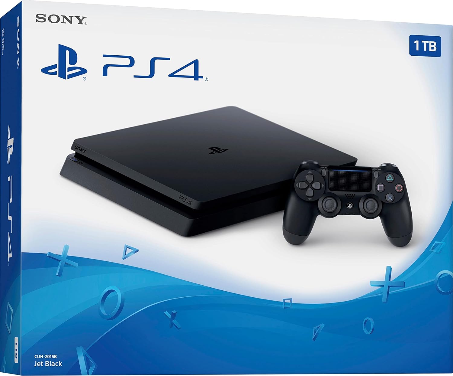 PlayStation 4 Slim Seyted Upgraded 1TB SSD Gaming Console with Wireless Controller, Jet Black